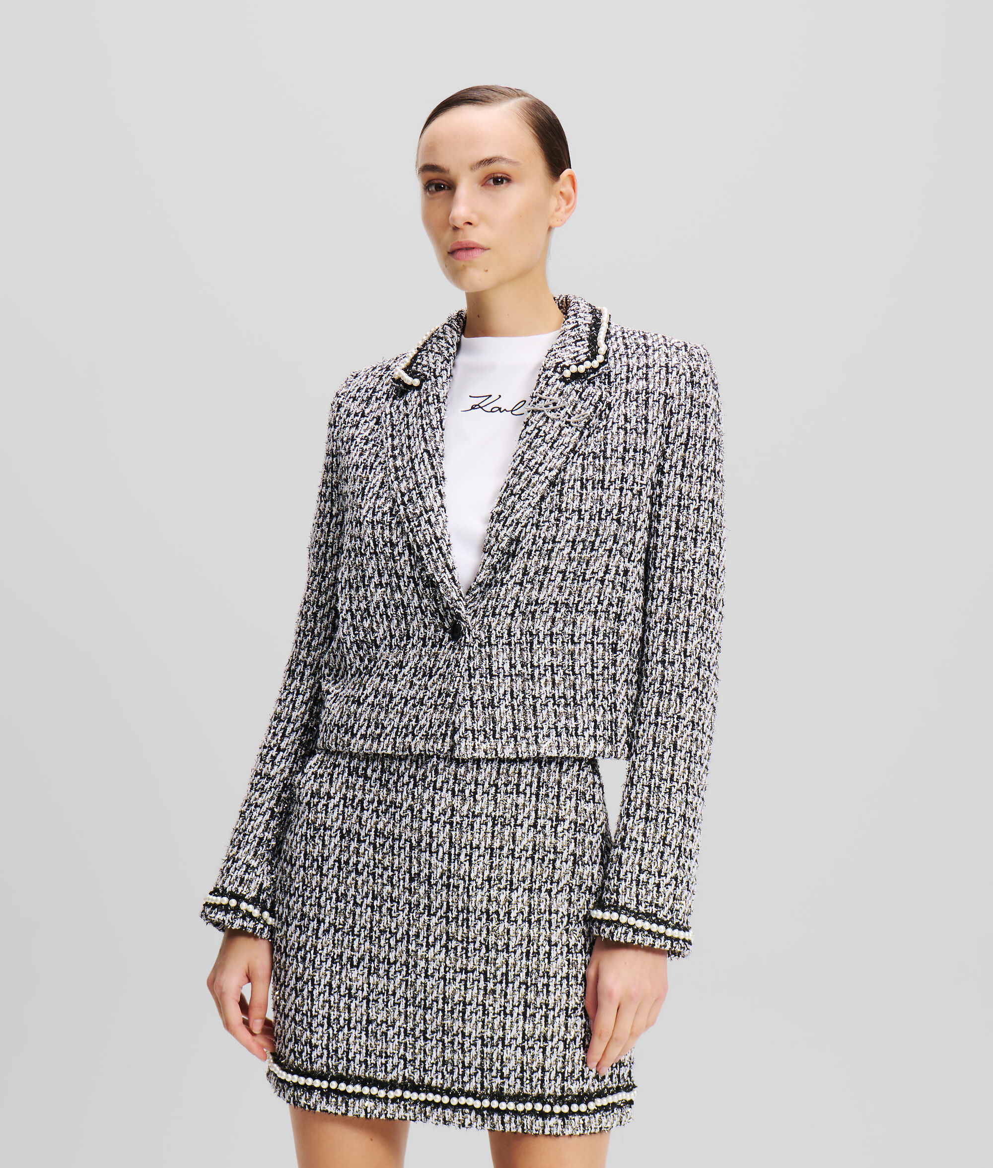 (image for) Tailored PEARL EMBELLISHED BOUCLE JACKET